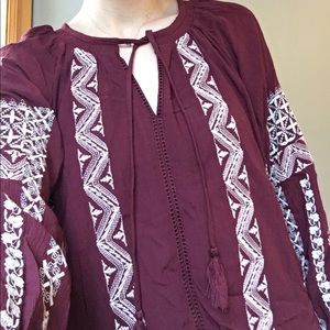 Maroon Embroidered American Eagle Top